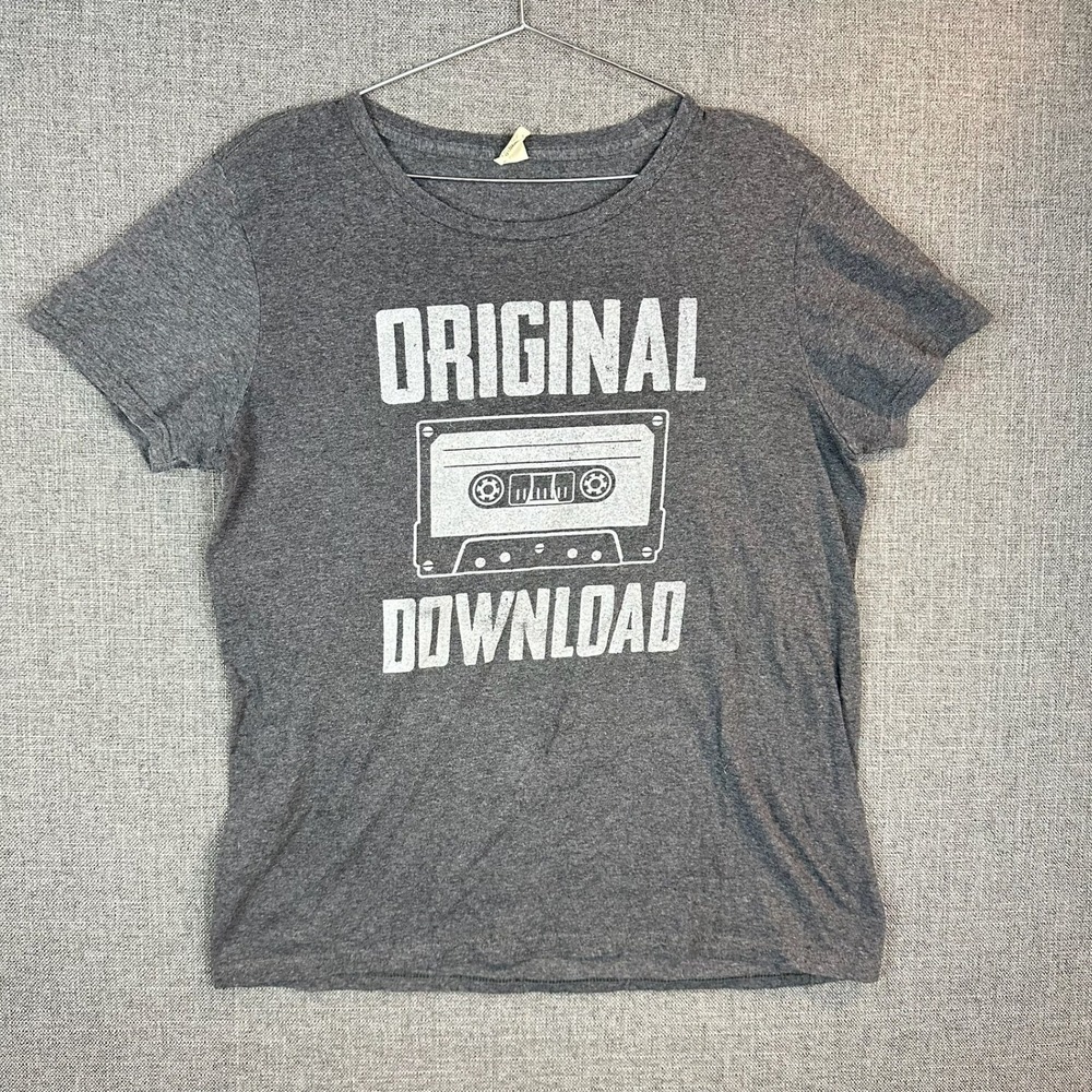 Original Download Cassette Tape Graphic T-Shirt, Gray Short Sleeve, L